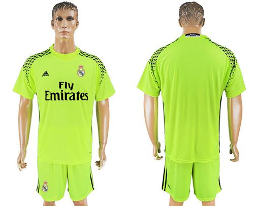 Real Madrid Blank Shiny Green Goalkeeper Soccer Club Jersey
