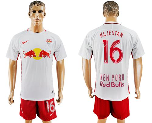 Red Bull 16 Kljestan White Home Soccer Club Jersey