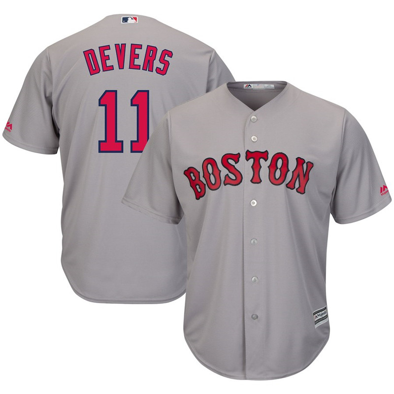 Red Sox 11 Rafael Denvers Gray Cool Base Jersey