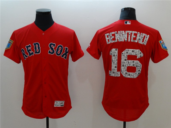 Red Sox 16 Andrew Benintendi Red 2018 Spring Training Flexbase Jersey