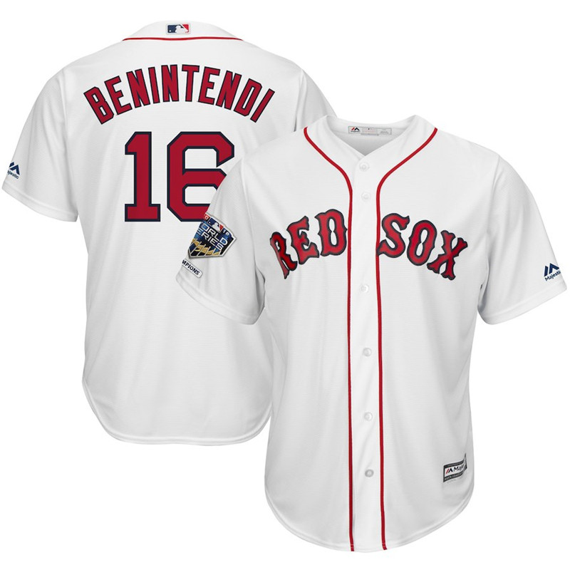 Red Sox 16 Andrew Benintendi White 2018 World Series Champions Home Cool Base Player Jersey