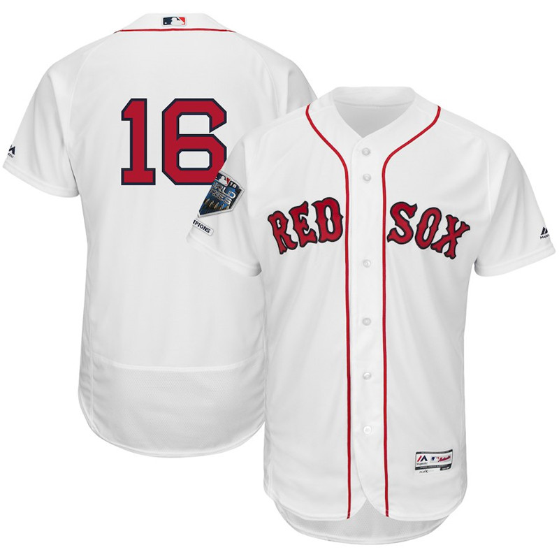 Red Sox 16 Andrew Benintendi White 2018 World Series Champions Home Flexbase Player Jersey