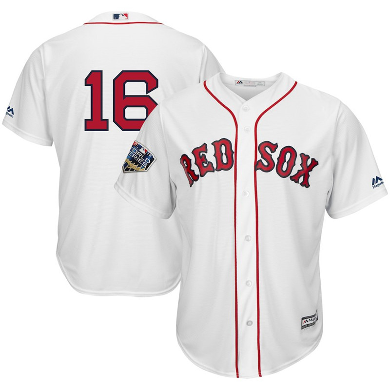 Red Sox 16 Andrew Benintendi White 2018 World Series Cool Base Player Number Jersey