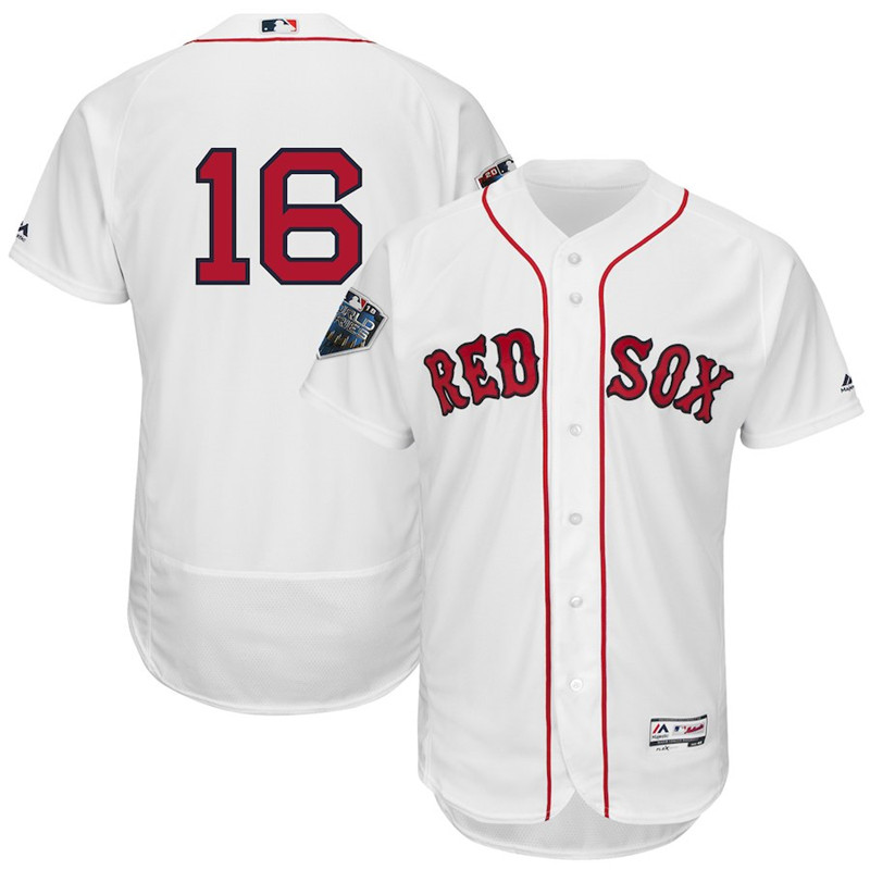 Red Sox 16 Andrew Benintendi White 2018 World Series Flexbase Player Number Jersey