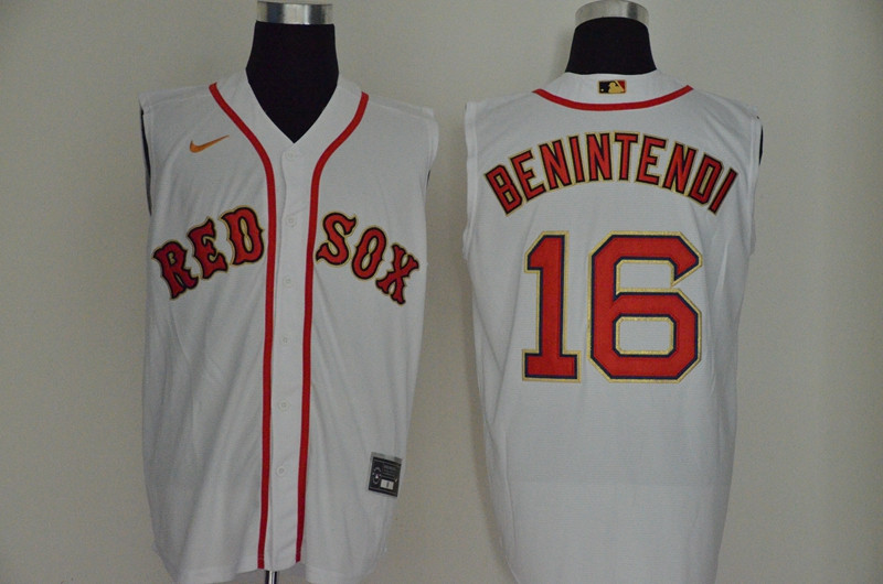 Red Sox 16 Andrew Benintendi White Nike Cool Base Sleeveless Jersey