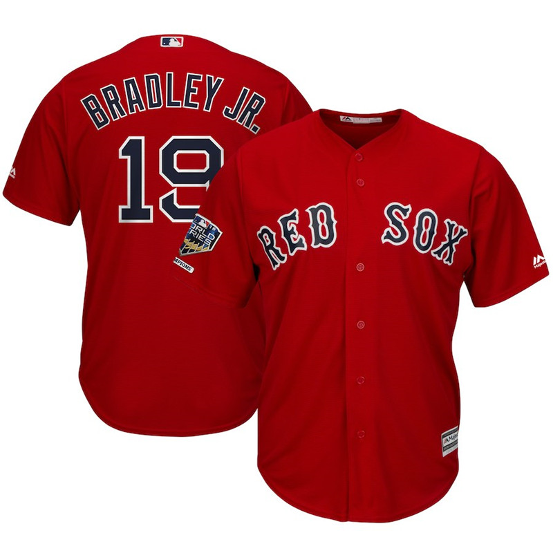 Red Sox 19 Jackie Bradley Jr. Scarlet 2018 World Series Champions Alternate Cool Base Player Jersey