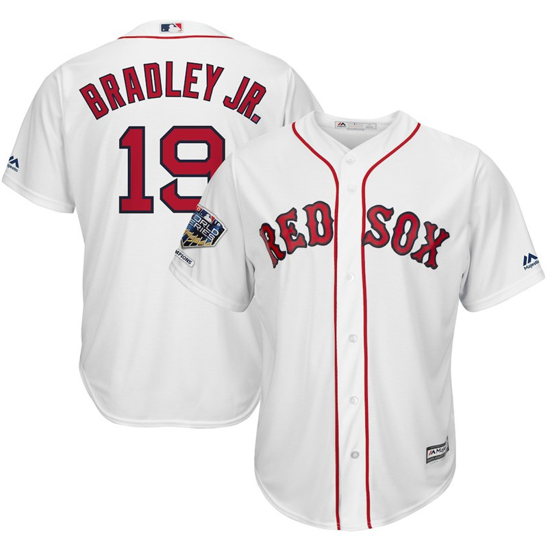 Red Sox 19 Jackie Bradley Jr. White 2018 World Series Champions Home Cool Base Player Jersey