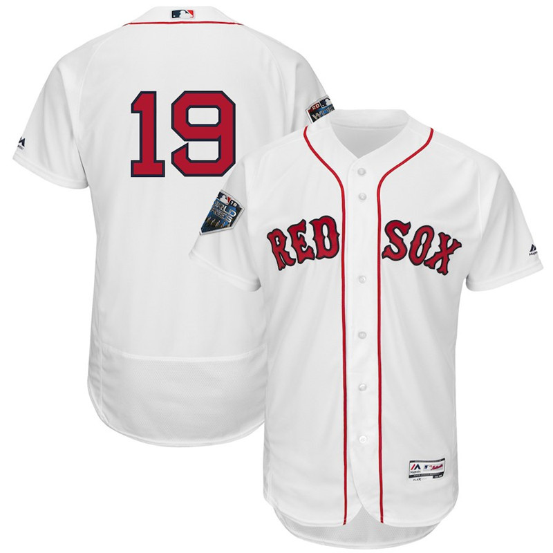 Red Sox 19 Jackie Bradley Jr. White 2018 World Series Cool Base Player Number Jersey