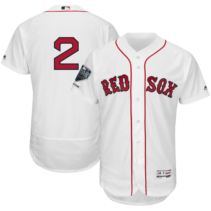 Red Sox 2 Xander Bogaerts White 2018 World Series Champions Home Flexbase Player Jersey
