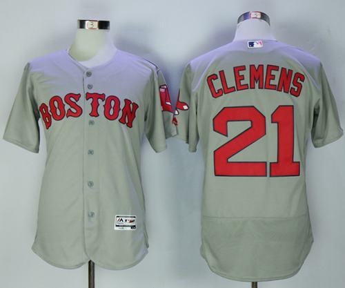 Red Sox 21 Roger Clemens Grey Flexbase Authentic Collection Stitched MLB Jersey
