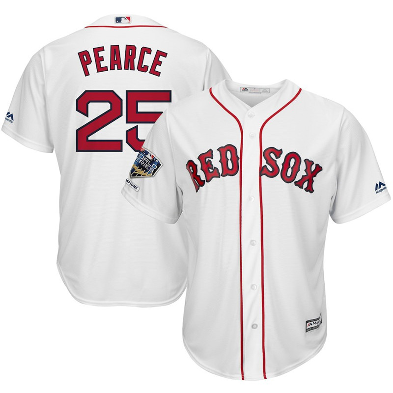 Red Sox 25 Steve Pearce White 2018 World Series Champions Home Cool Base Player Jersey
