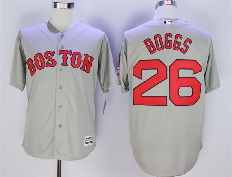 Red Sox 26 Wade Boggs Gray Cool Base Jersey