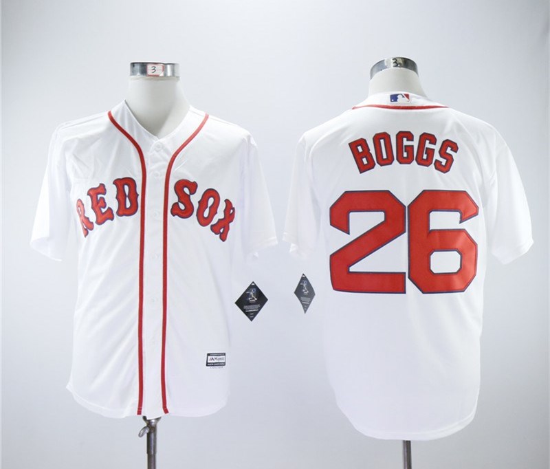 Red Sox 26 Wade Boggs White Cool Base Jersey