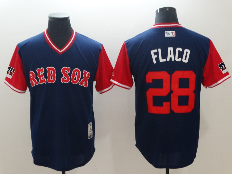 Red Sox 28 J.D. Martinez Flaco Navy 2018 Players' Weekend Authentic Team Jersey