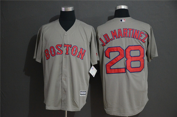 Red Sox 28 J.D. Martinez Gray Cool Base Jersey