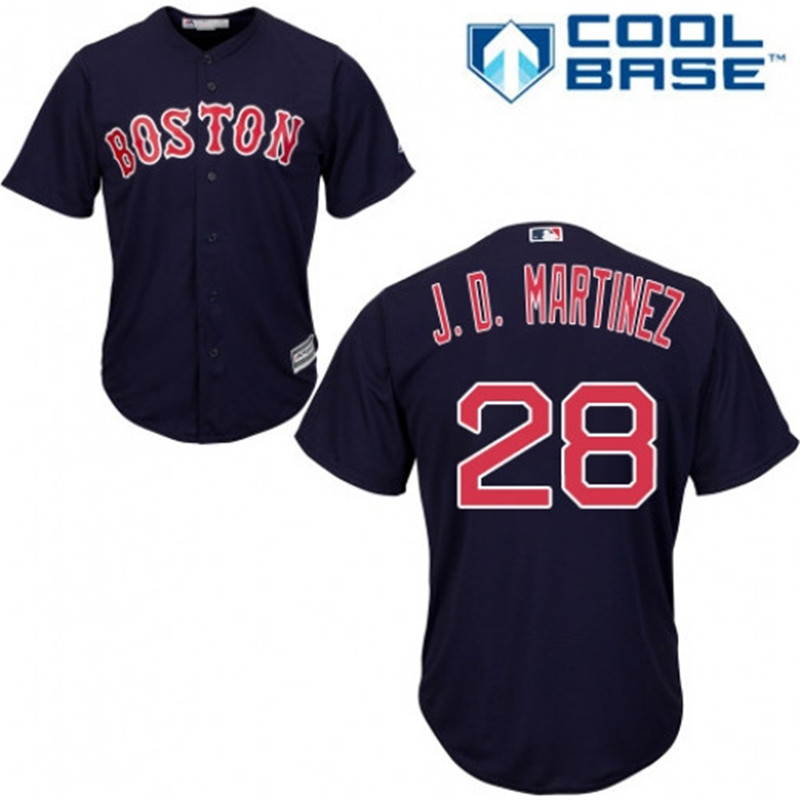 Red Sox 28 J.D. Martinez Navy Youth Cool Base Jersey