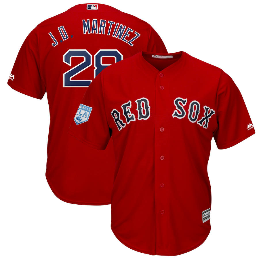 Red Sox 28 J.D. Martinez Red 2019 Spring Training Cool Base Jersey