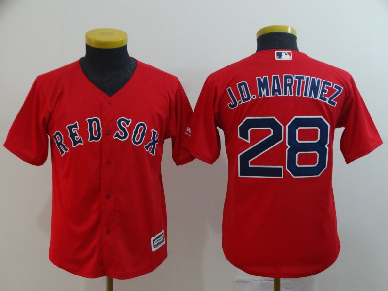 Red Sox 28 J.D. Martinez Red Youth Cool Base Jersey