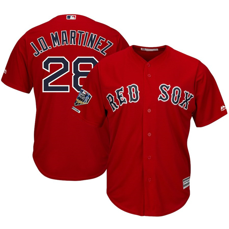 Red Sox 28 J.D. Martinez Scarlet 2018 World Series Champions Alternate Cool Base Player Jersey