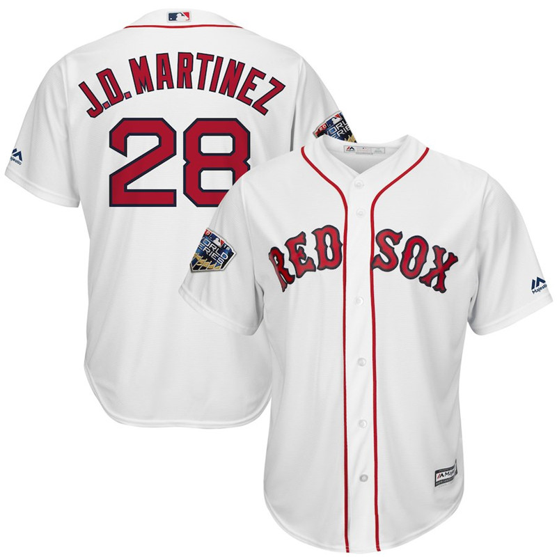 Red Sox 28 J.D. Martinez White 2018 World Series Cool Base Player Jersey