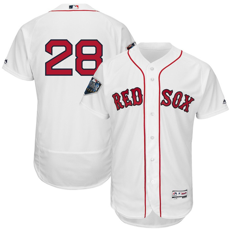 Red Sox 28 J.D. Martinez White 2018 World Series Flexbase Player Number Jersey