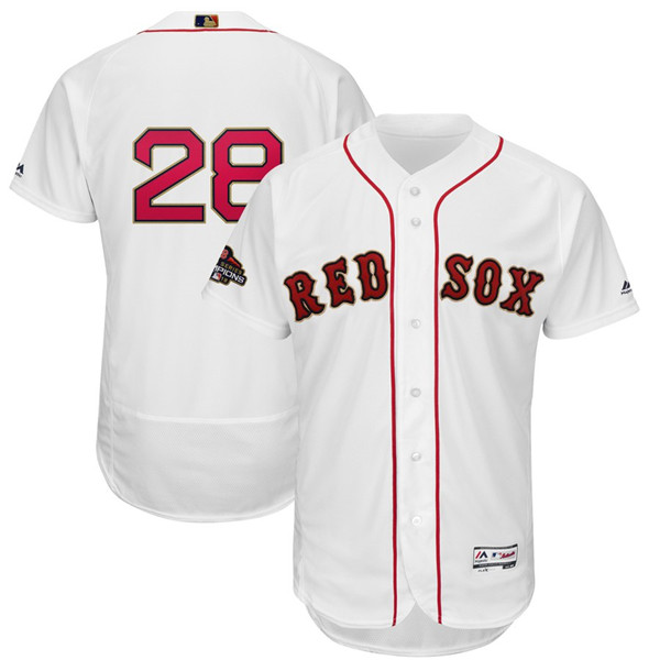 Red Sox 28 J.D. Martinez White 2019 Gold Program FlexBase Jersey