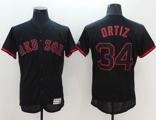 Red Sox 34 David Ortiz Black Fashion Flexbase Authentic Collection Stitched MLB Jersey