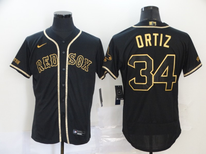 Red Sox 34 David Ortiz Black Gold 2020 Nike Flexbase Jersey