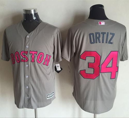 Red Sox 34 David Ortiz Grey New Cool Base 2016 Mother's Day Stitched MLB Jersey