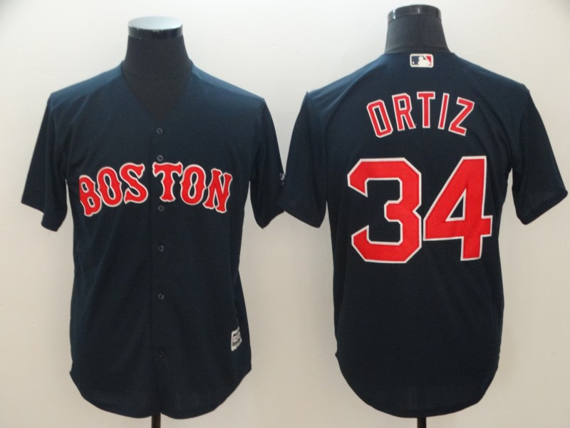 Red Sox 34 David Ortiz Navy Cool Base Jersey