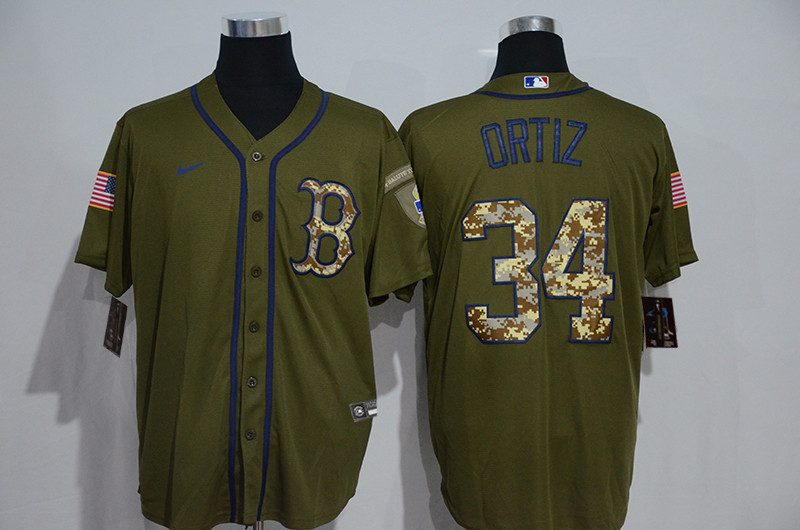 Red Sox 34 David Ortiz Olive 2020 Nike Cool Base Jersey