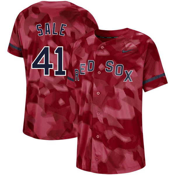 Red Sox 41 Chris Sale Red Camo Fashion Jersey