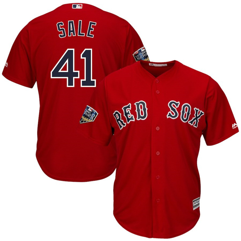 Red Sox 41 Chris Sale Scarlet 2018 World Series Cool Base Player Jersey