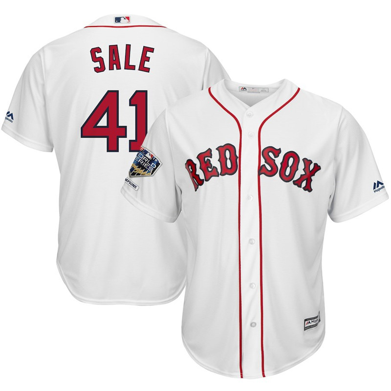 Red Sox 41 Chris Sale White 2018 World Series Champions Home Cool Base Player Jersey
