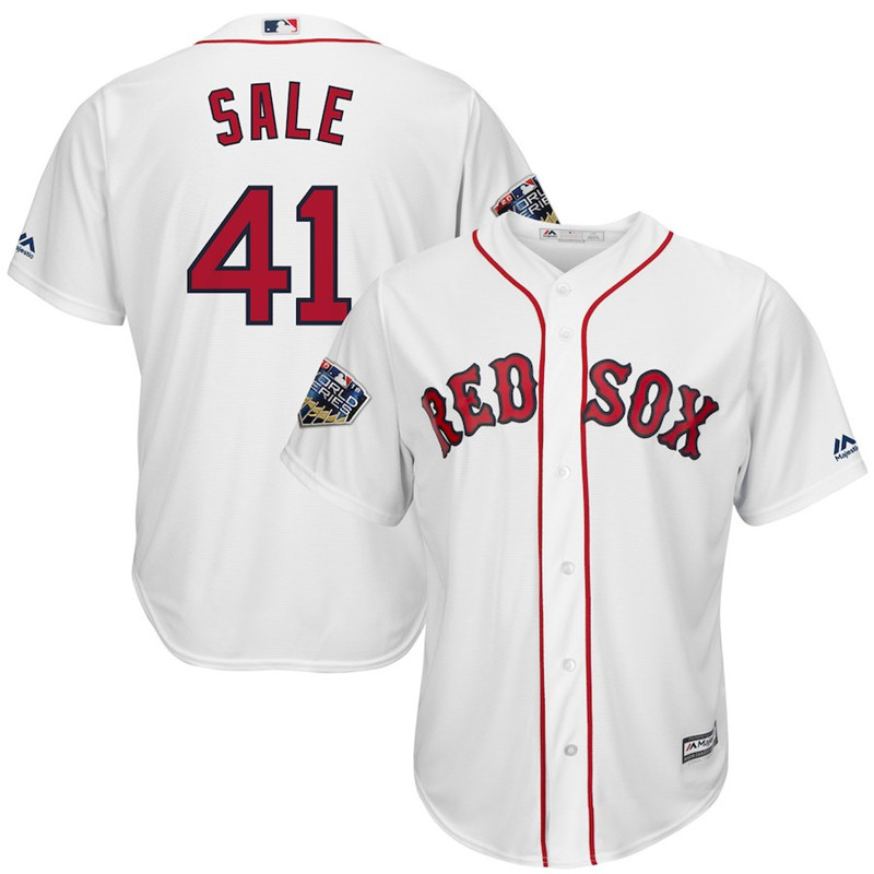 Red Sox 41 Chris Sale White 2018 World Series Cool Base Player Jersey