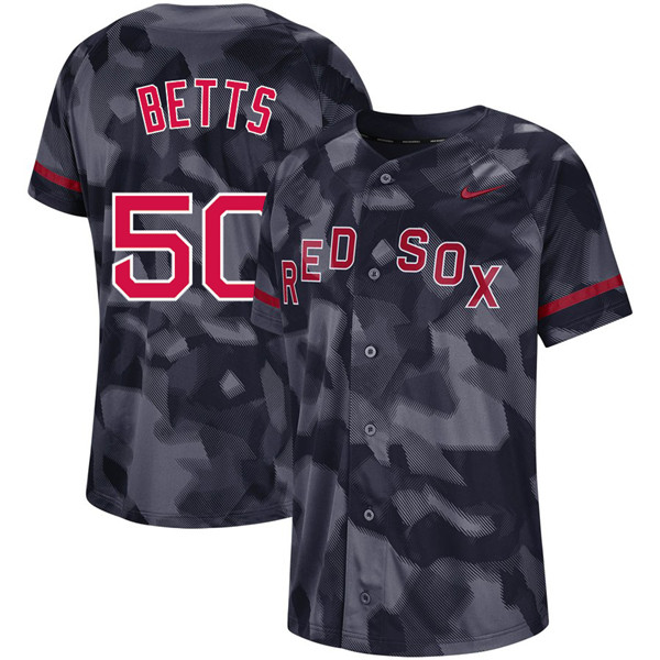 Red Sox 50 Mookie Betts Black Camo Fashion Jersey