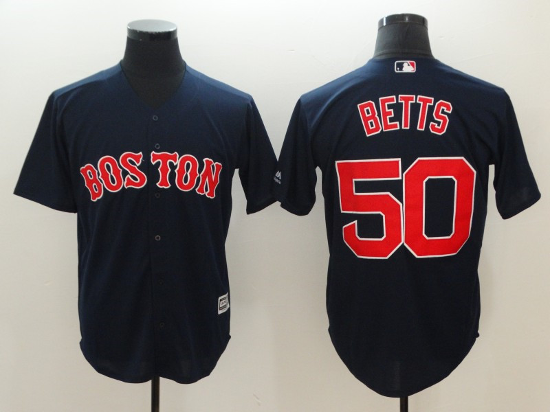 Red Sox 50 Mookie Betts Navy Cool Base Jersey
