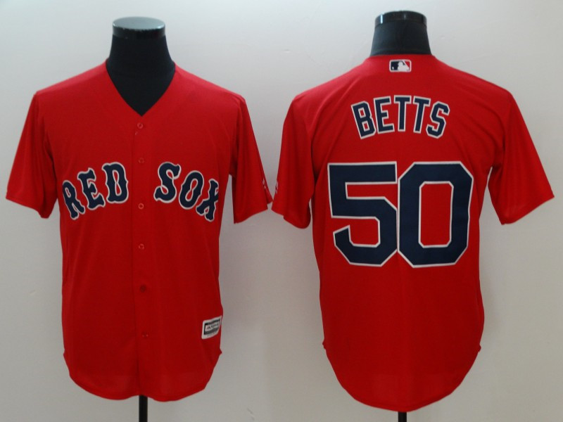Red Sox 50 Mookie Betts Red Cool Base Jersey