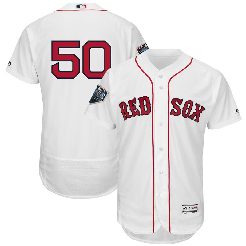 Red Sox 50 Mookie Betts White 2018 World Series Flexbase Player Number Jersey