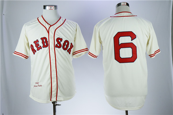 Red Sox 6 Johnny Pesky Cream 1946 Throwback Jersey