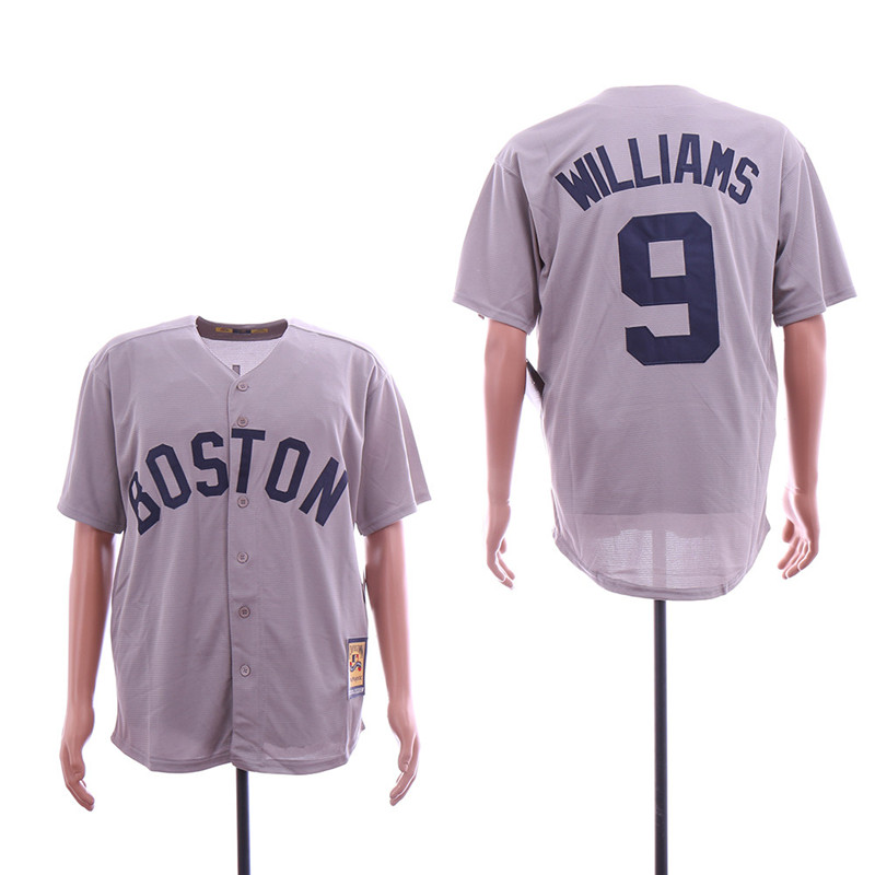 Red Sox 9 Ted Williams Gray Cooperstown Collection Cool Base Jersey