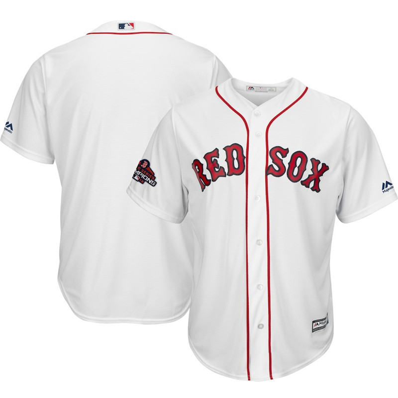 Red Sox Blank White 2018 World Series Champions Team Logo Jersey