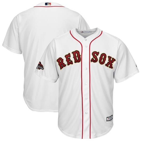 Red Sox Blank White Youth 2019 Gold Program Cool Base Jersey