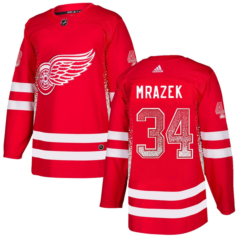 Red Wings 34 Petr Mrazek Red Drift Fashion  Jersey