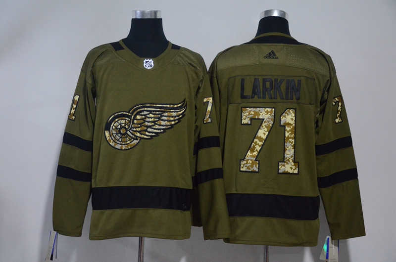 Red Wings 71 Dylan Larkin Olive Green  Jersey