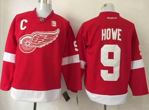 Red Wings 9 Gordie Howe Red Stitched NHL Jersey