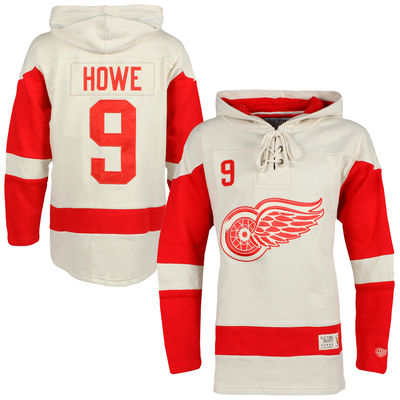 Red Wings 9 Gordie Howe White All Stitched Hooded Sweatshirt