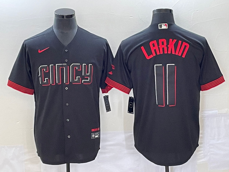 Reds 11 Barry Larkin Black Nike 2023 City Connect Cool Base Jersey