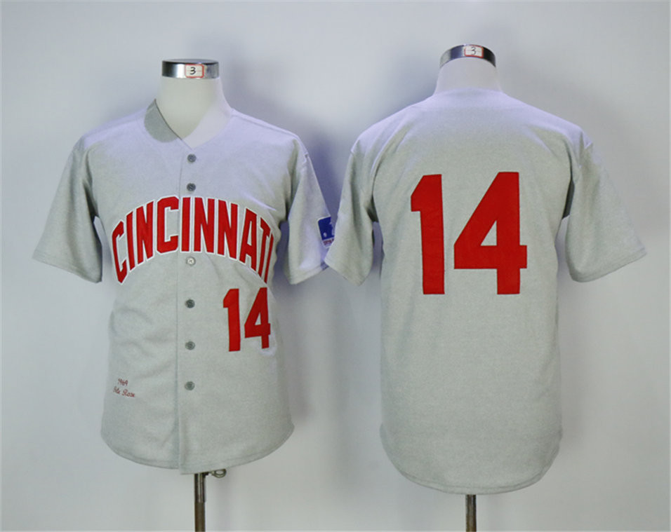 Reds 14 Pete Rose Gray Throwback Jersey