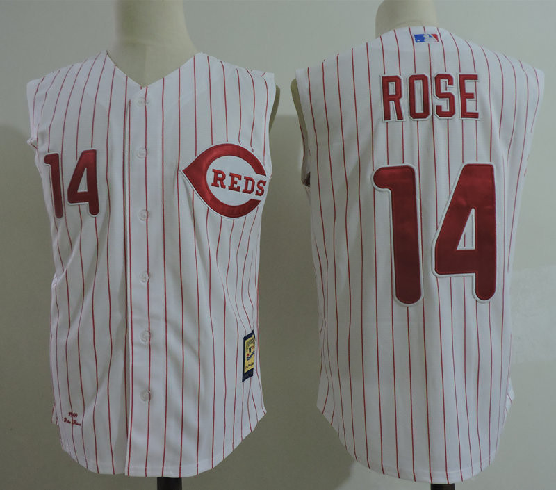 Reds 14 Pete Rose White Cooperstown Collection Player Jersey